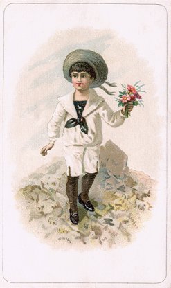 Boy holding flowers