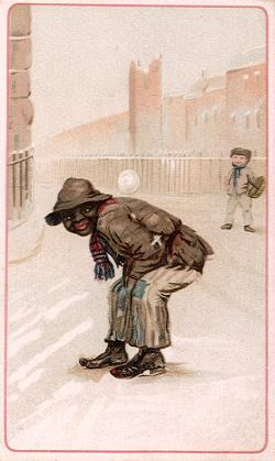 Black boy ducks snowball