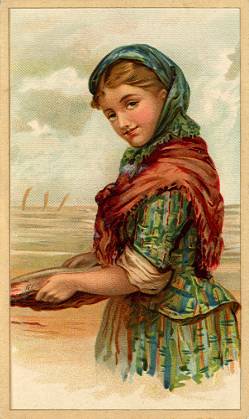 Arbuckle - woman w/ green scarf, red shawl