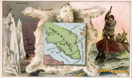 Greenland map - Penguins; Walrus Hunting