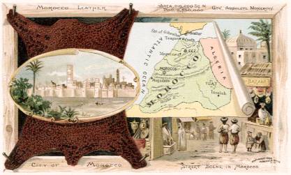Morocco map - Morocco Leather; City of Morocco; Street Scene in Morocco