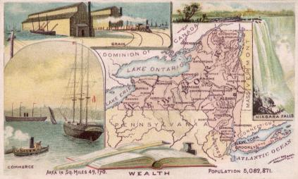 New York map - Commerce, Grain, Niagara Falls