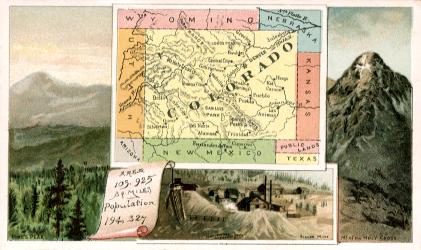 Colorado map - Pike's Peak, Silver Mine, Mt. of the Holy Cross