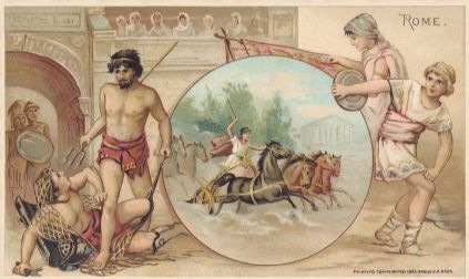 Rome - gladiators, chariot racing, embroidering, discus throwing
