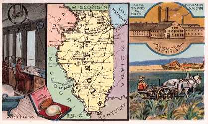 Illinois map - Watch Making; Agricultural Machinery