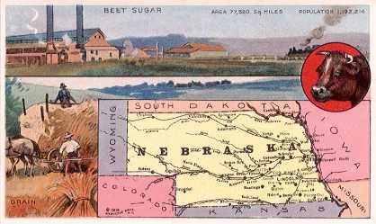 Nebraska map - Beet Sugar; Grain