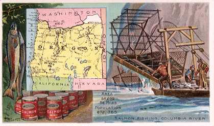 Oregon map - Salmon Fishing, Columbia River