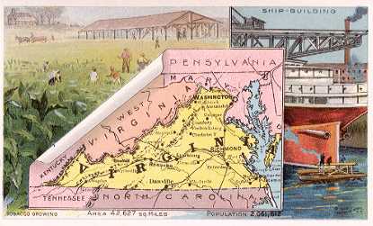 Virginia map - Tobacco Growing; Ship-building