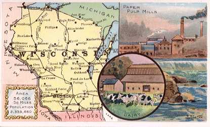 Wisconsin map - Paper Pulp Mills; Dairy