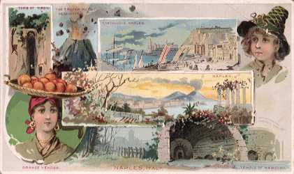 Naples, Italy - Tomb of Virgil; Mount Vesuvius; Santalucia; Temple of Mercury