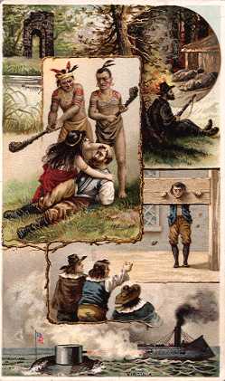 Virginia - Ruins of Old Church; First Settlers, Jamestown; Pocahontas Saving Life of Capt. John Smith; Punishment by Pillory; Monitor and Merrimac