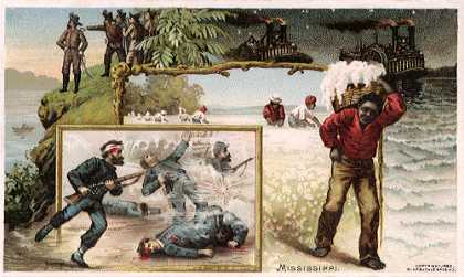 Mississippi - De Soto Discovering the Mississippi; River Boats Racing; Cotton Plantation; Battle of Vicksburg