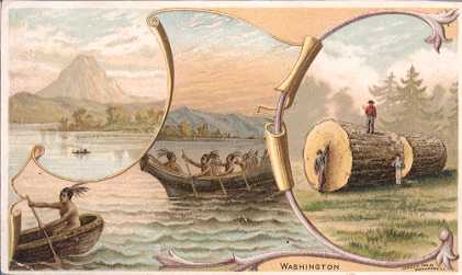 Washington - Mount Tacoma; Indians Hop-Picking; Big Lumber