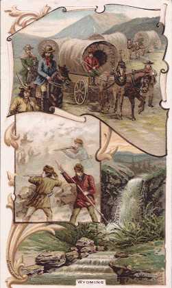 Wyoming - Emigrant Train; Great Falls of the Yellowstone; Missouri Fur Co. Hunters