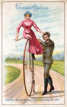 Chocolat Poulain - high-wheel bicycle trade card