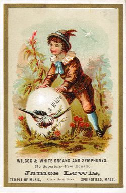 Wilcox & White Organs, James Lewis - trade card